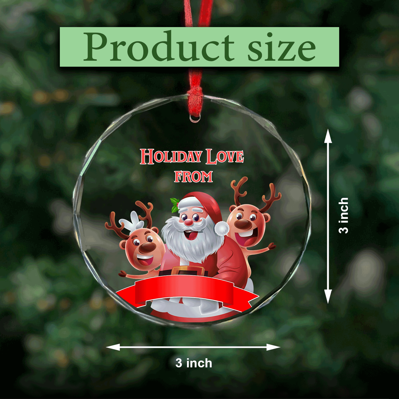 Holiday Love from Christmas Santa | Spread Cheer and Joy | Glass Ornament